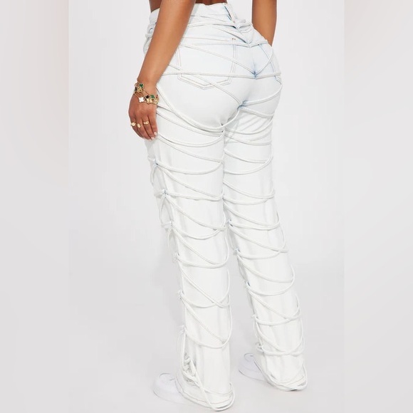 Bold Concepts Strappy Straight Leg Jeans - Light Wash - Picture 3 of 3
